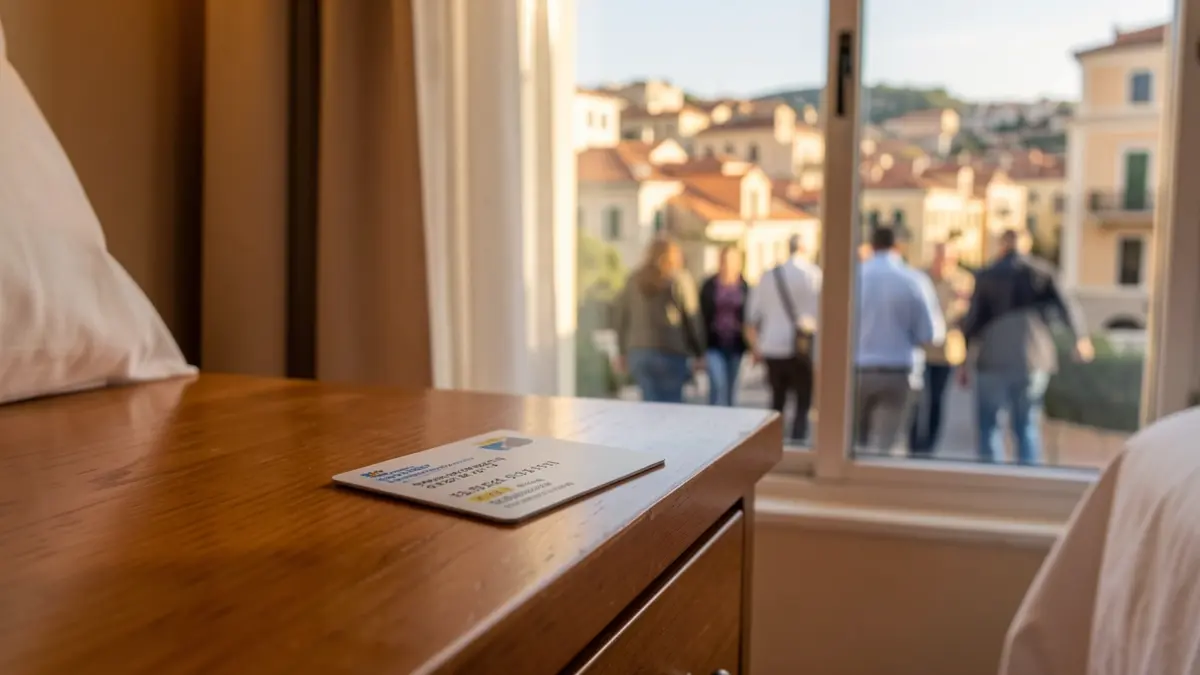 Imagen genérica de una habitación de hotel con vistas a la ciudad.