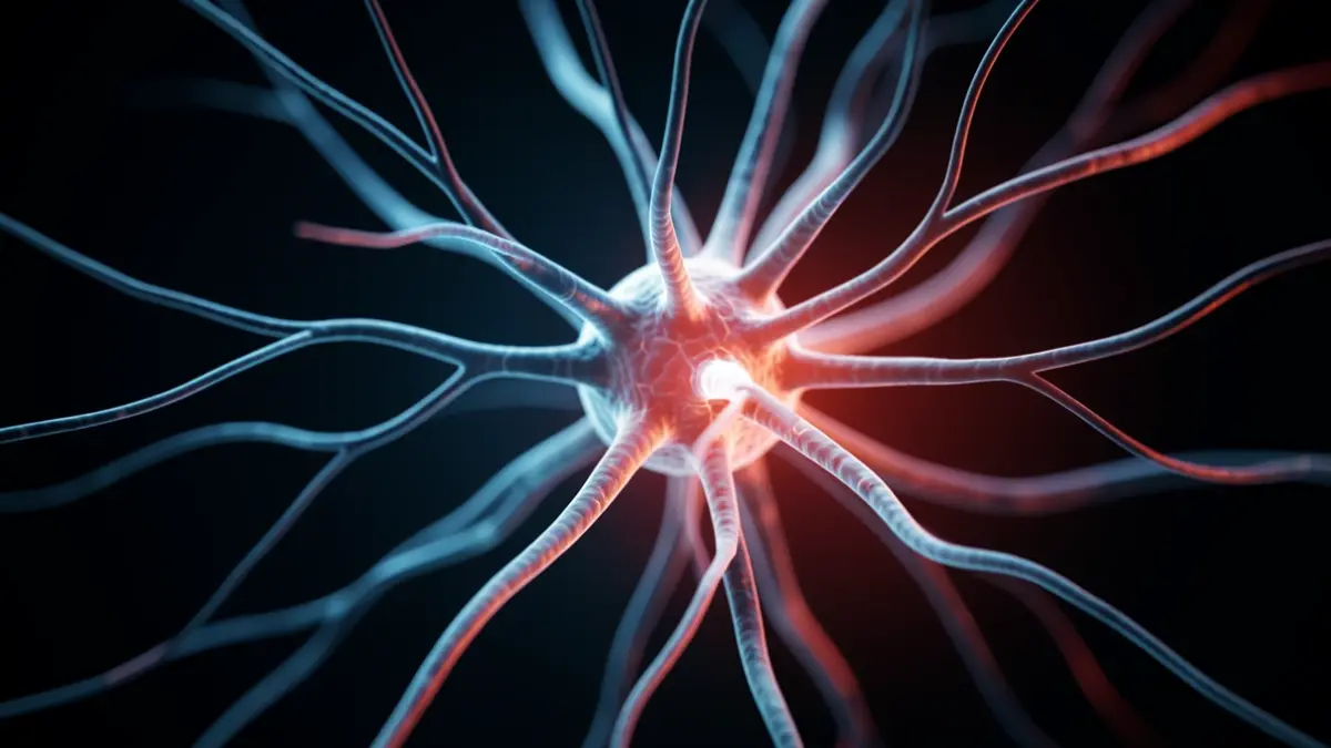 Generic image of a neuron with glowing connections, representing a pain mechanism.