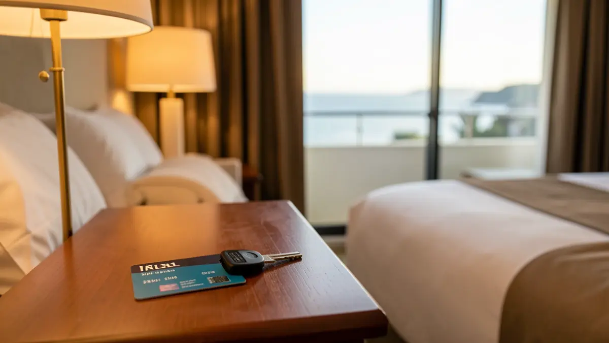 Imagen genérica de una tarjeta de habitación de hotel con vistas al mar.