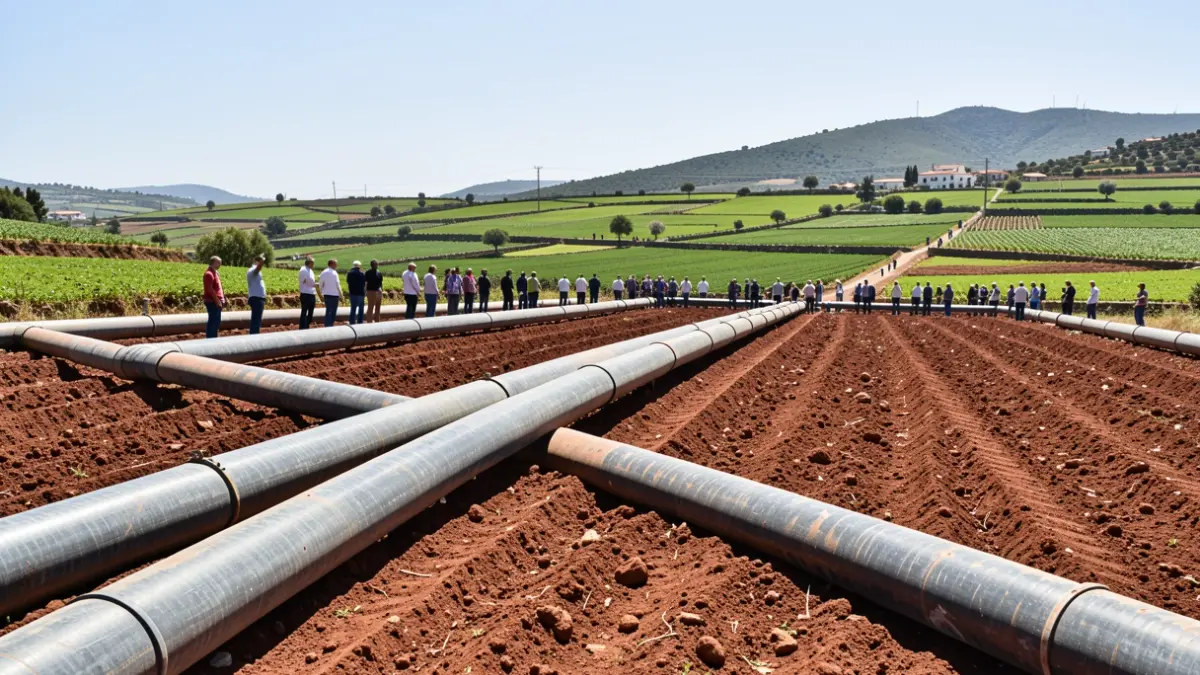 Tuberías de riego en un terreno agrícola de Canarias.