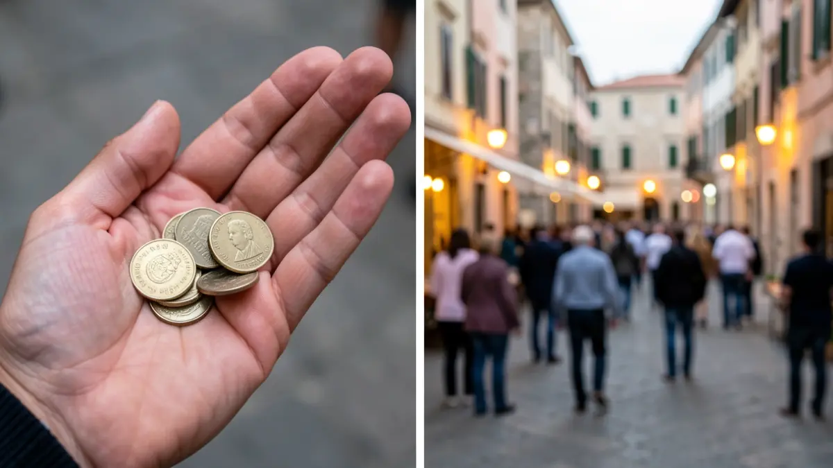 Imagen genérica de monedas y un entorno urbano mediterráneo.