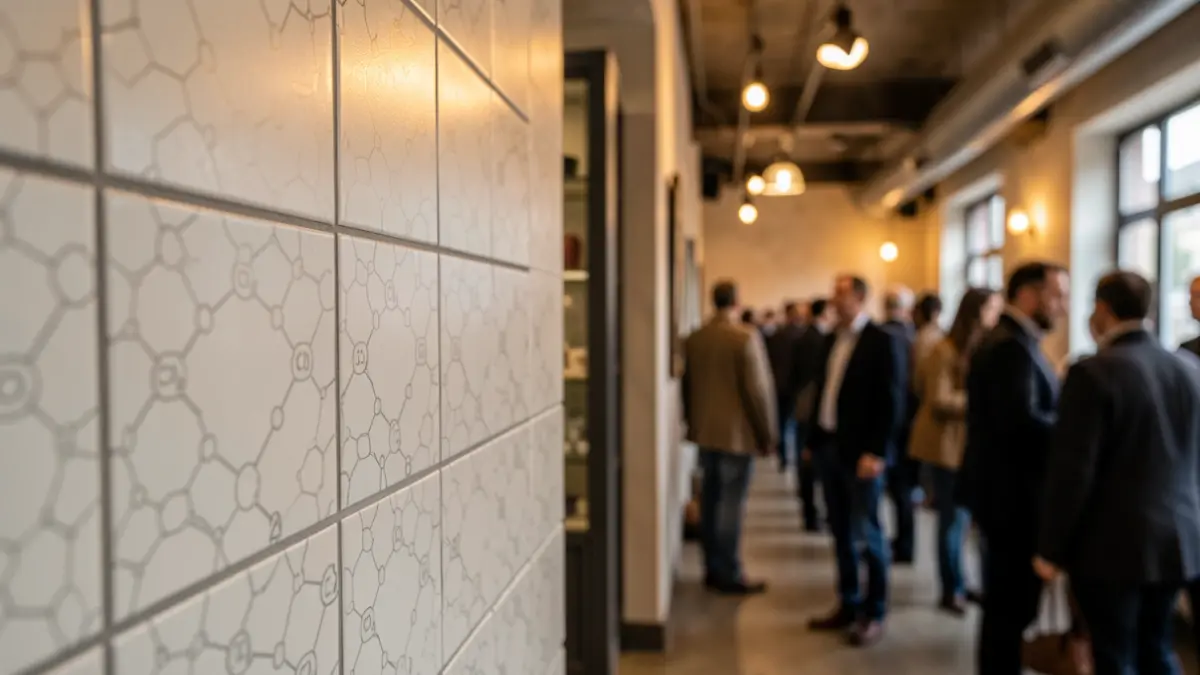 Imagen genérica de azulejos cerámicos con un patrón de molécula de CO2.