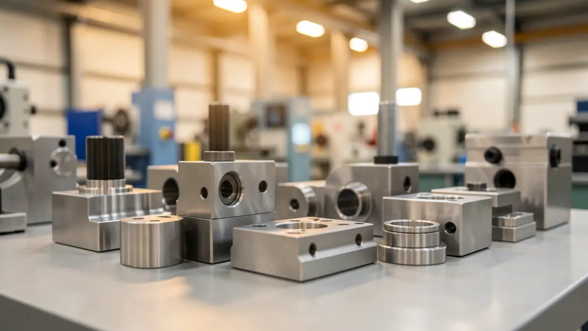 Generic image of industrial components and molds in a factory setting.