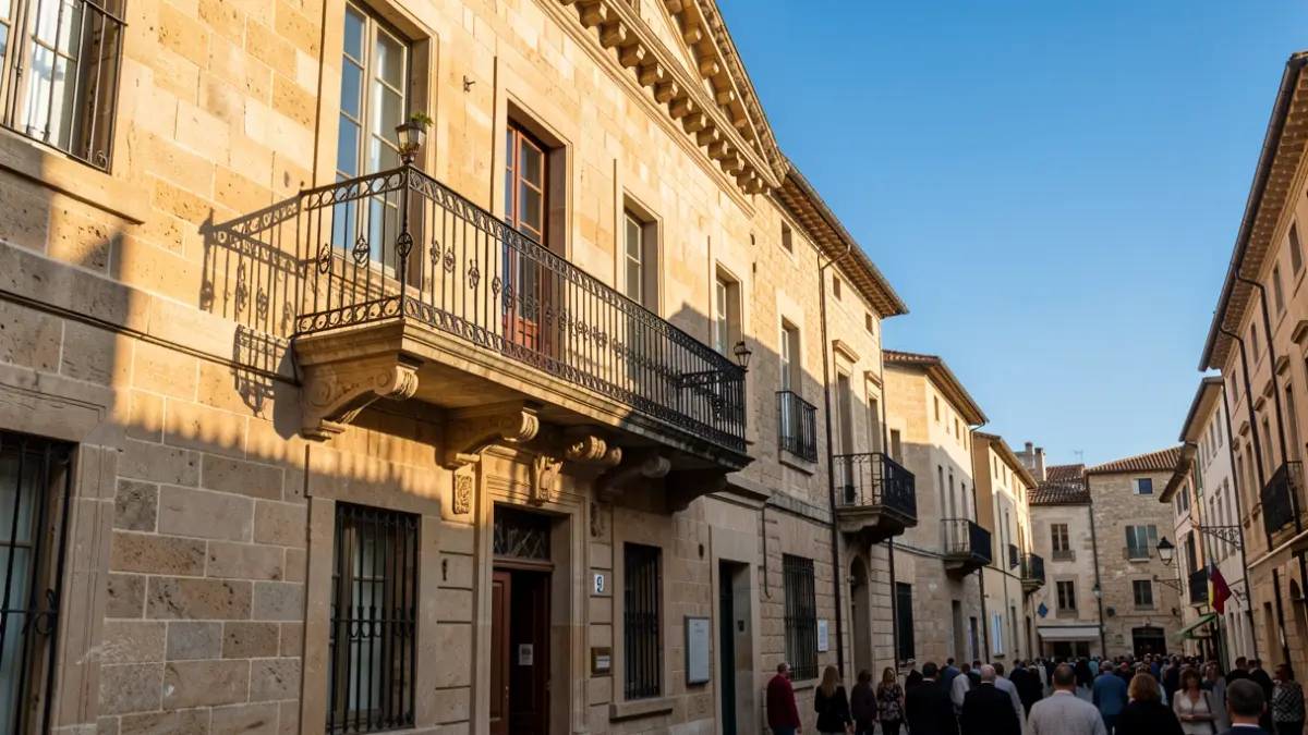 Facade of the Palamós town hall on a sunny day.