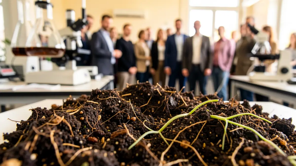 Organic soil sample in a laboratory.