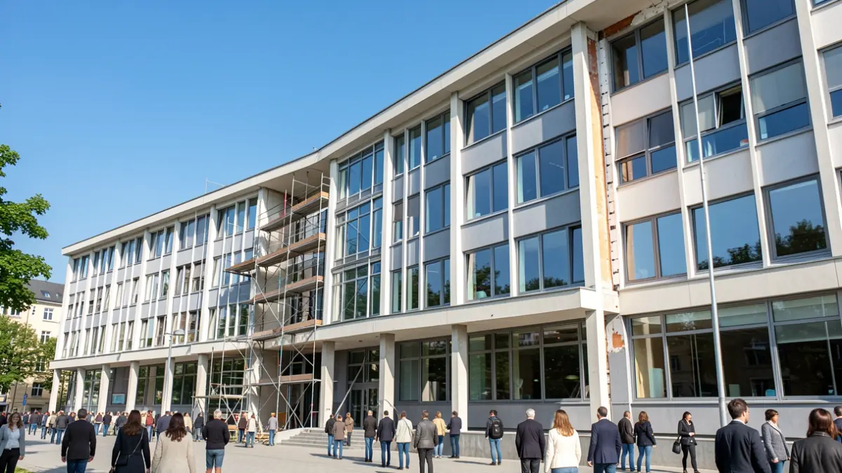 Generic image of a university building undergoing renovation.