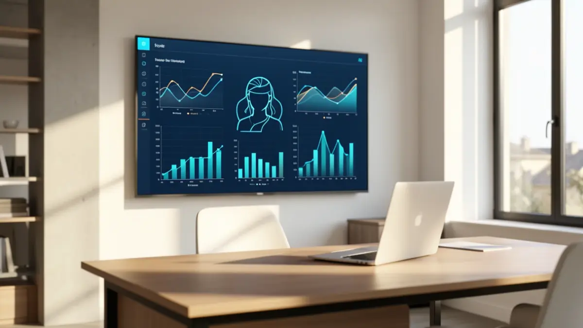 Generic image of a modern workspace with advanced technology and abstract elements.