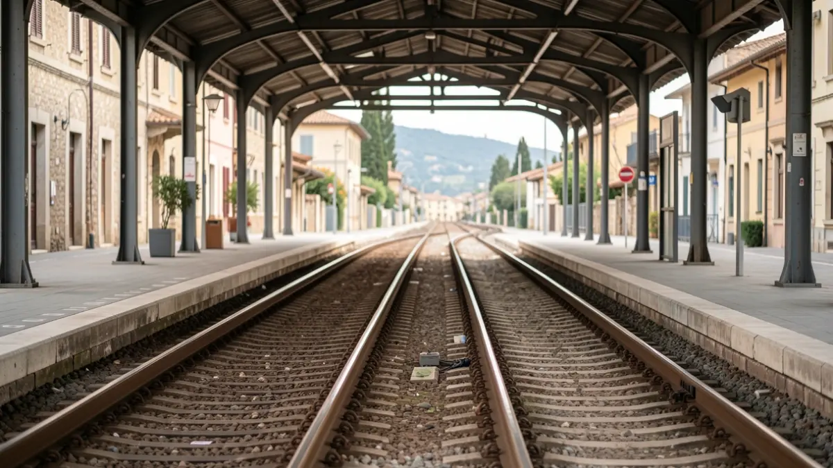 Imagen genérica de una estación de tren con vías vacías.