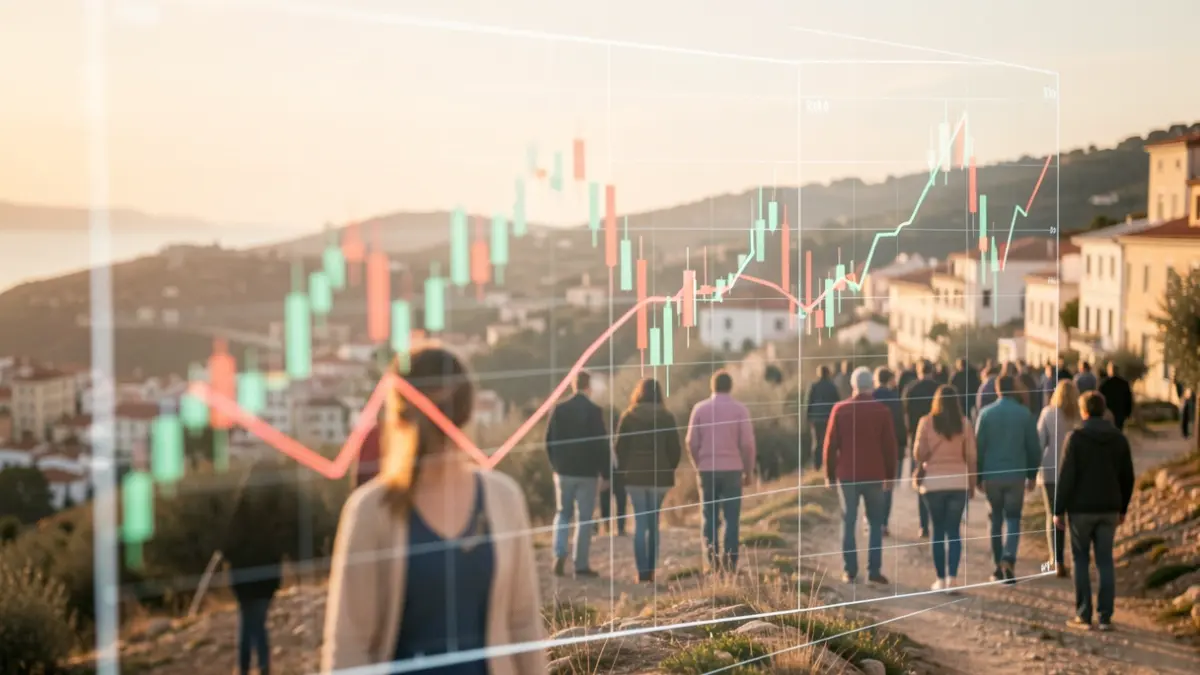 Imagen genérica de crecimiento económico en Catalunya con elementos abstractos.