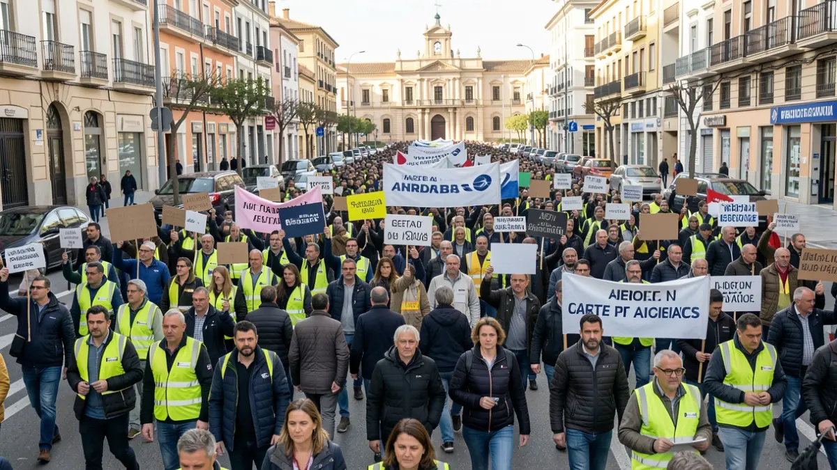 Generic image of thousands of Airbus workers protesting in Getafe.
