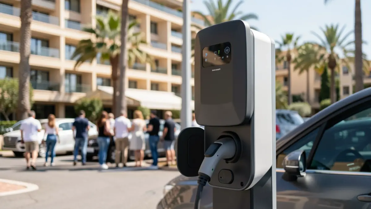 Puntos de recarga para vehículos eléctricos instalados en un hotel de Benicàssim.