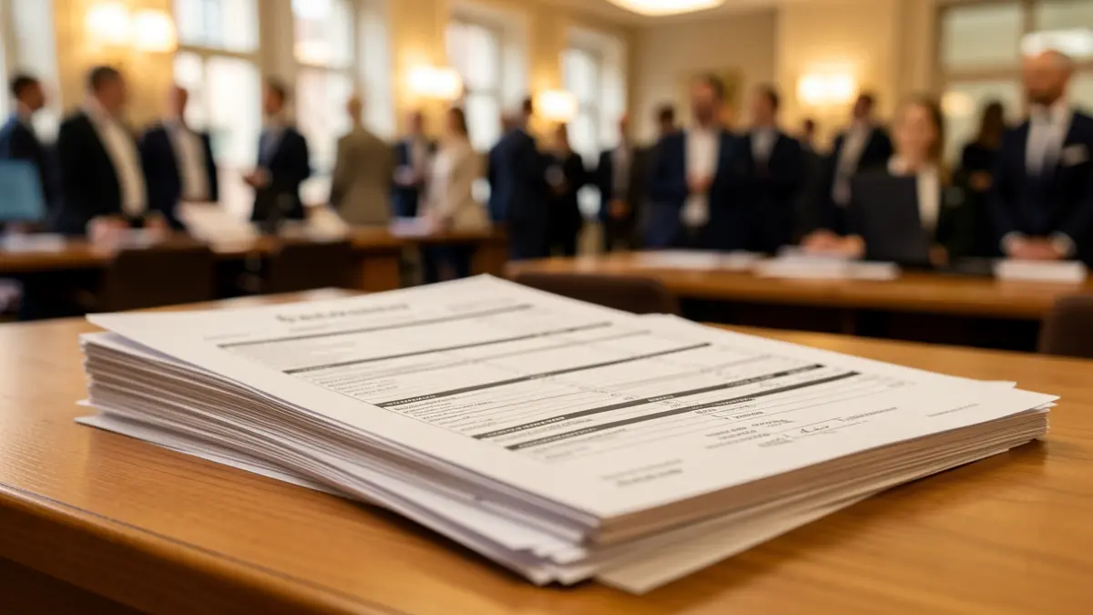 Imagen genérica de facturas y documentos financieros sobre una mesa de oficina.