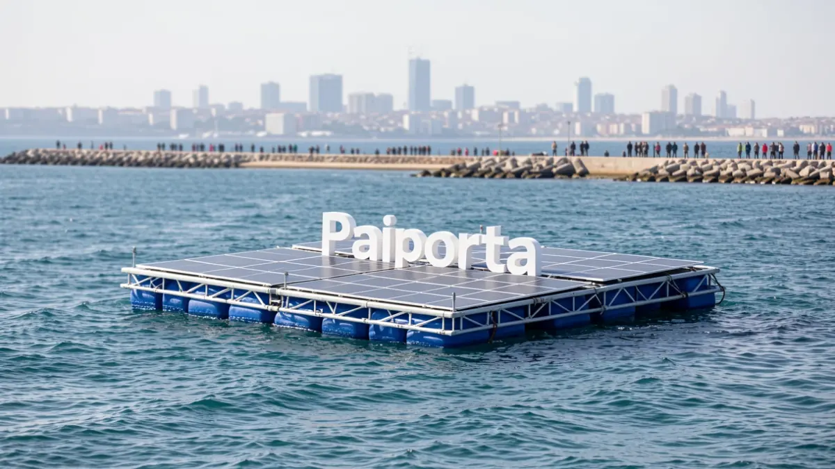 Pioneering floating solar platform in the waters of the Port of Valencia.