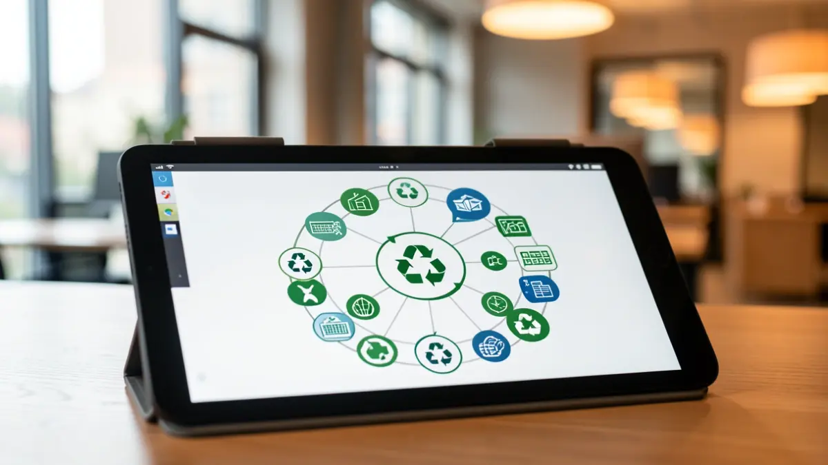 Generic image of a digital tablet screen displaying a circular economy diagram.