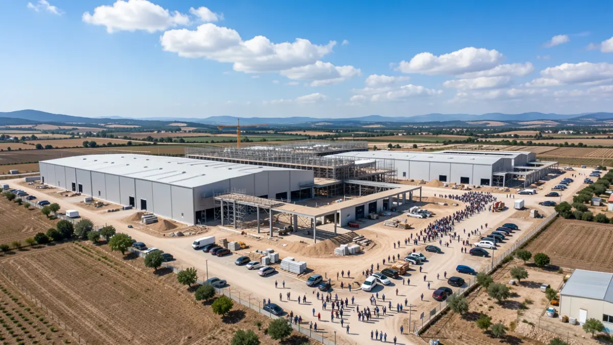 Imagen genérica de un parque industrial en construcción en la costa mediterránea.