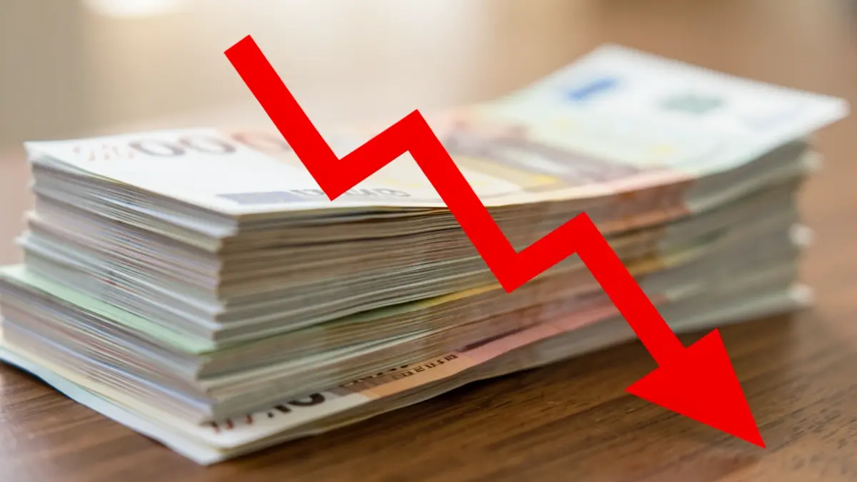 Generic image of money with a deficit graph.