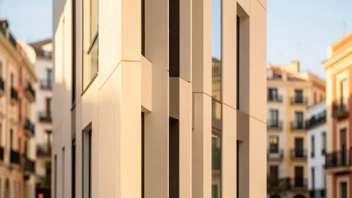 Imagen genérica de una fachada arquitectónica moderna en Valencia.