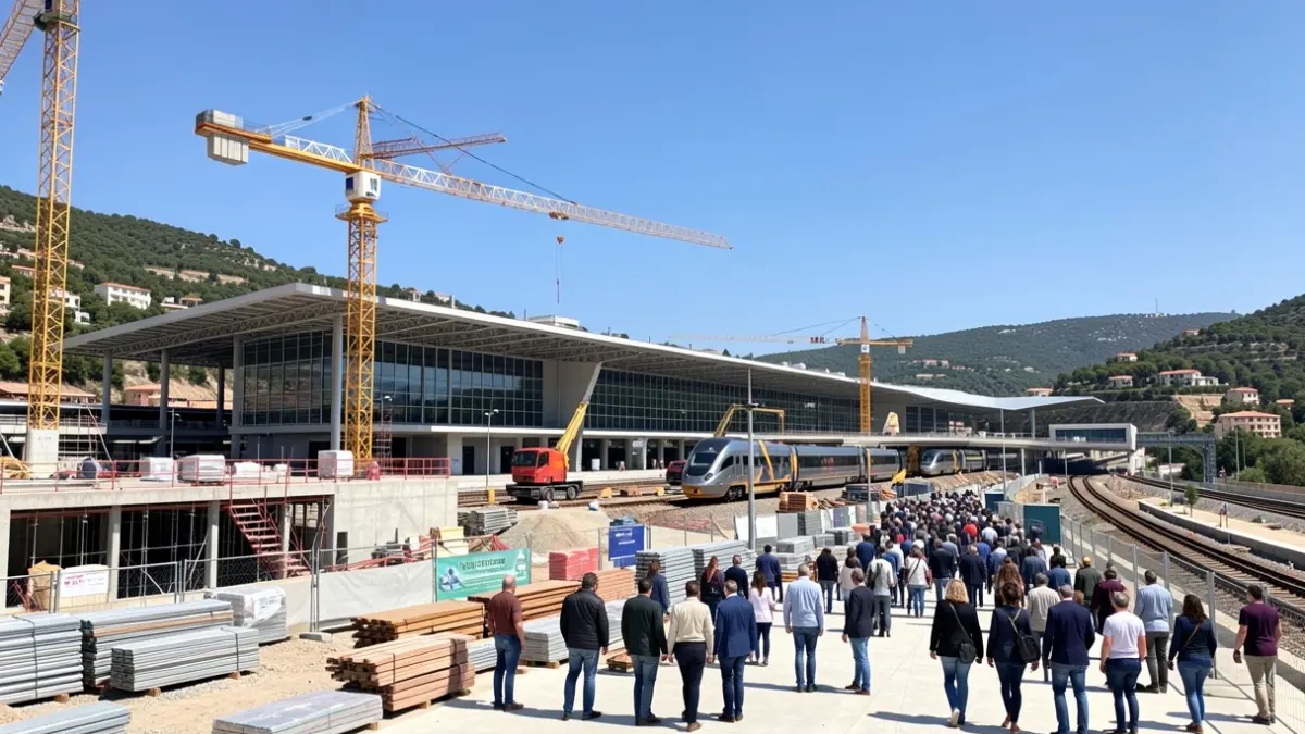 Obra de construcción de la estación del AVE en Vera, Almería.