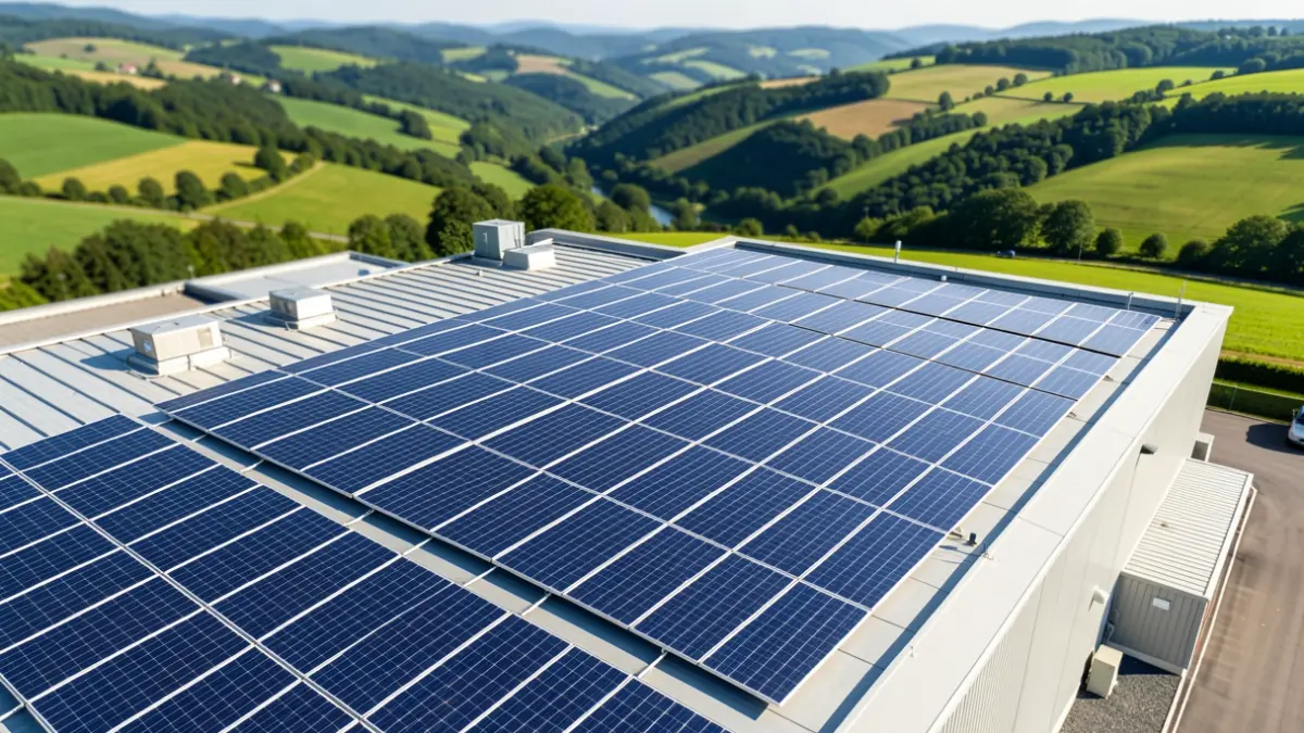 Solar panel installation in Llodio on an industrial rooftop.