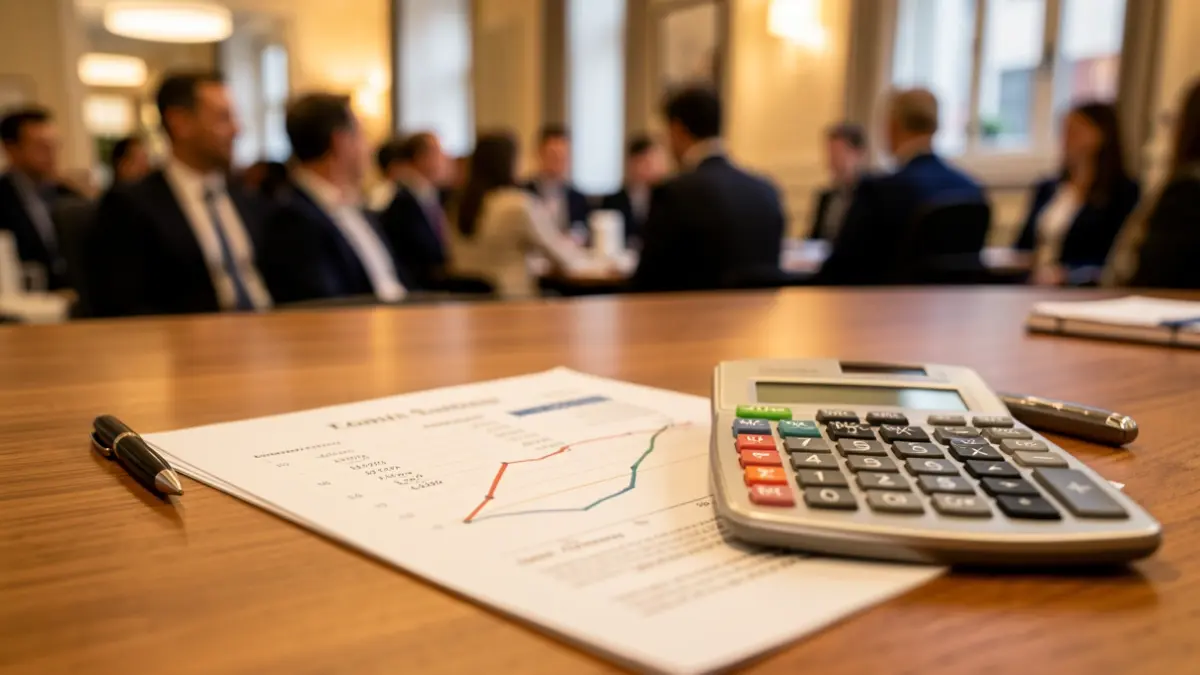 Imagen genérica de un escritorio con documentos financieros y una calculadora.