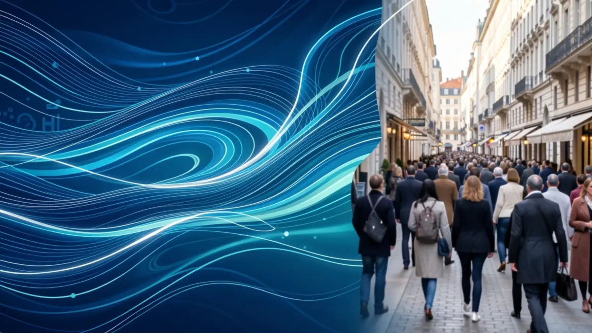 Generic image of the blue economy with water and technology patterns.