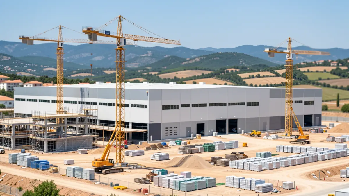 Construction of the new logistics center of the Bon Preu Group in Montblanc.