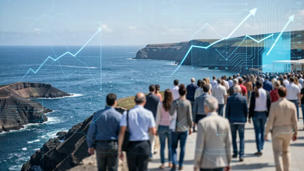 Imagen genérica de innovación y crecimiento económico en Canarias con elementos abstractos.
