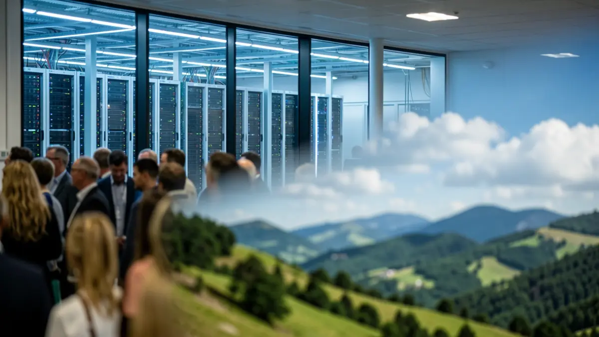 Generic image of a data center with a Catalan landscape in the background.