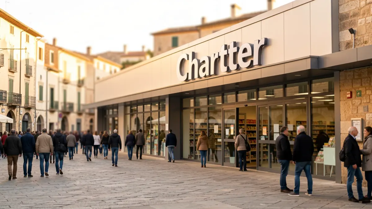 Supermercado Charter en Torredembarra con luz de tarde.