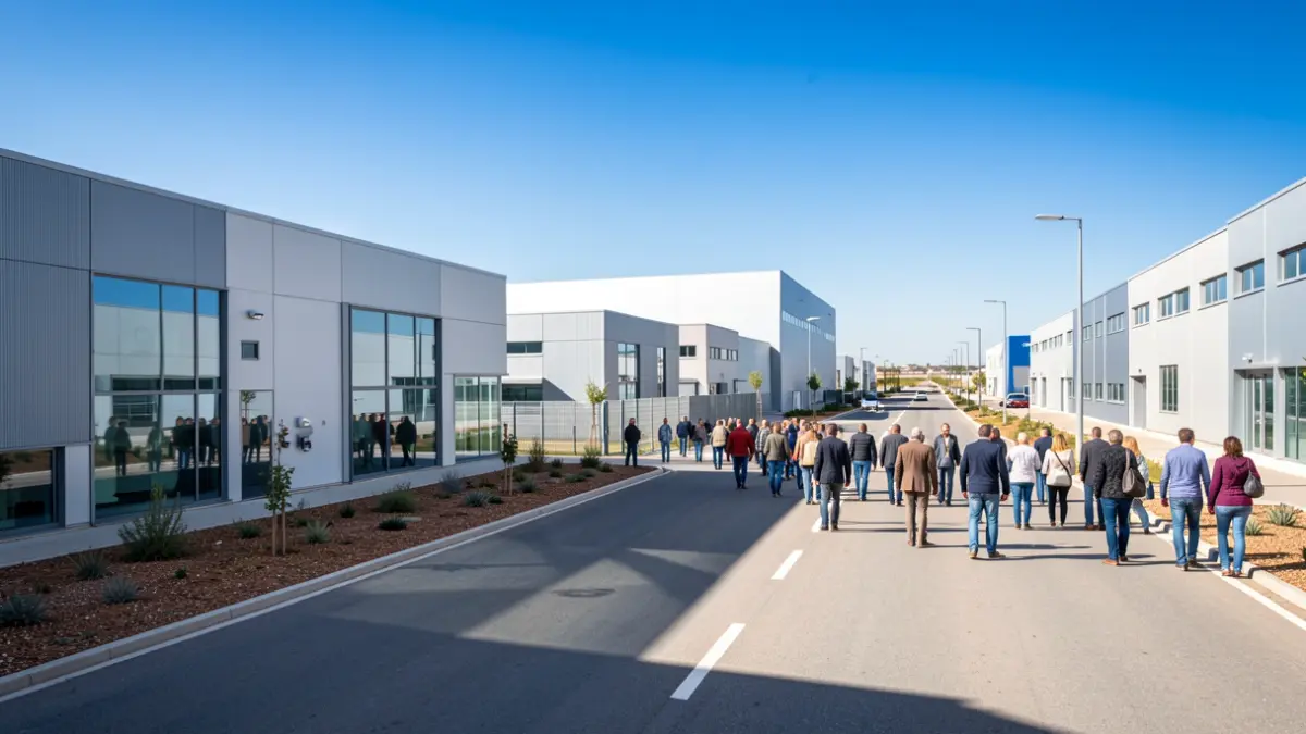 Imagen genérica de un polígono industrial moderno en Andalucía.