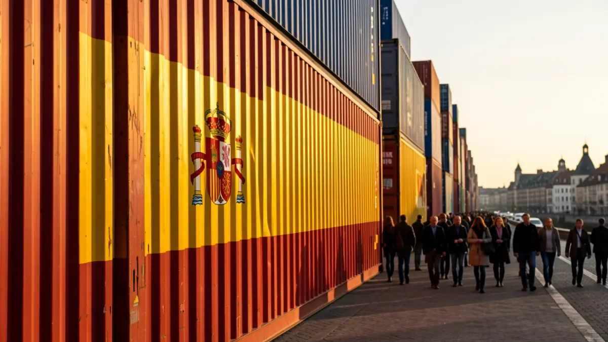 Generic image of a cargo container with the Spanish flag.