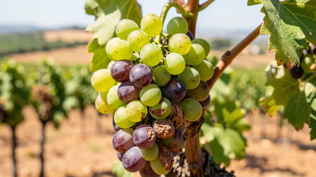 Uvas moscatel deshidratadas por el calor en la Axarquía.