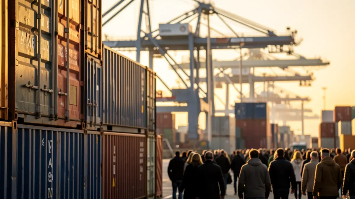 Generic image of containers at an industrial port.