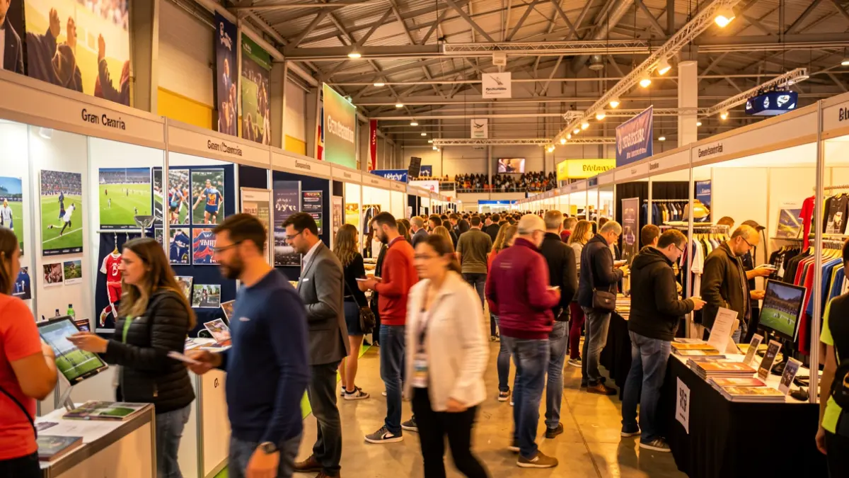 Generic image of a sports fair in Canarias with exhibitors and attendees.