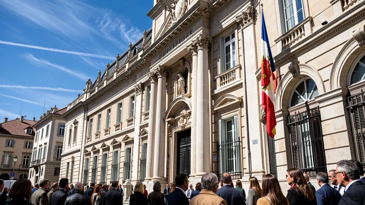 Facade of a public building in Andalusia with classical architecture.
