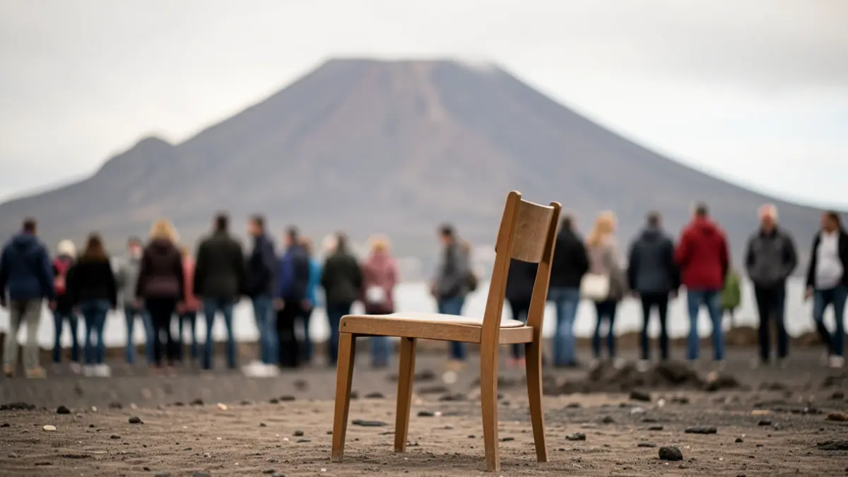 Imagen genérica de una silla vacía en un paisaje canario simbólico de desempleo.