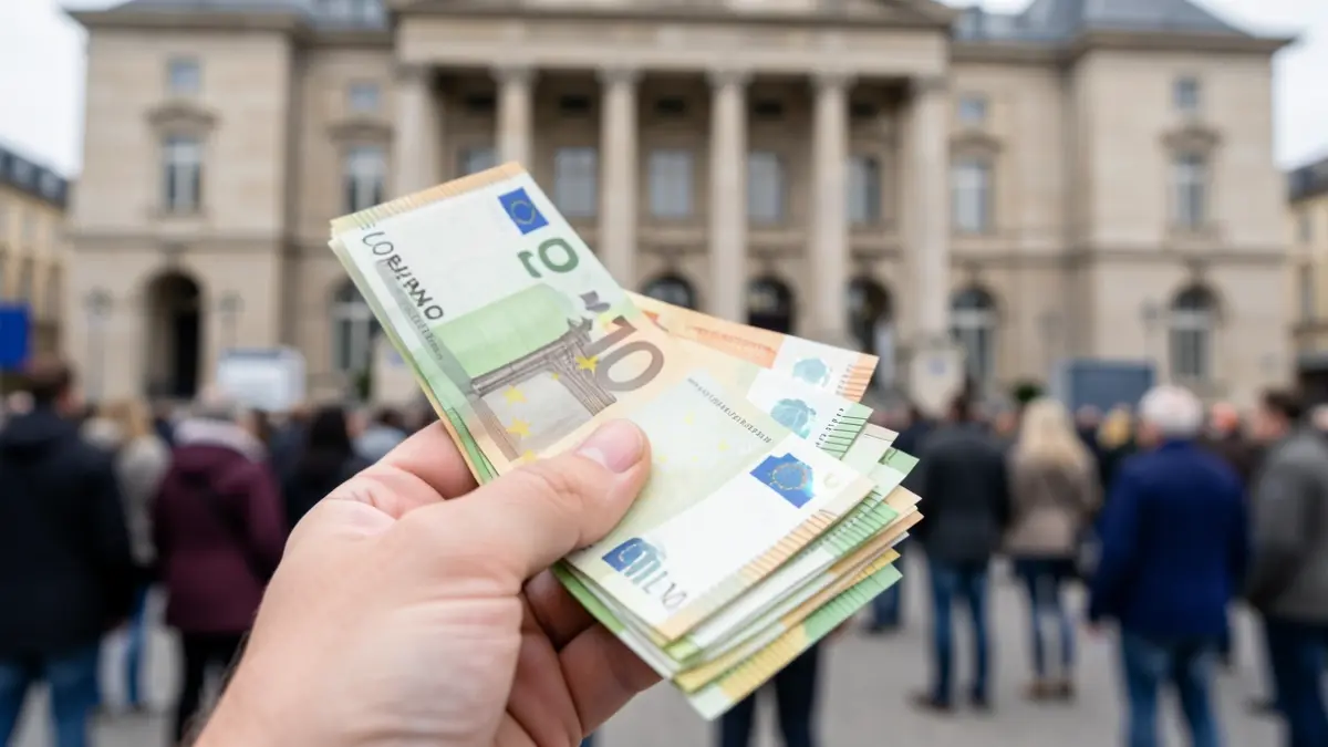 Imagen genérica de dinero y un edificio público.
