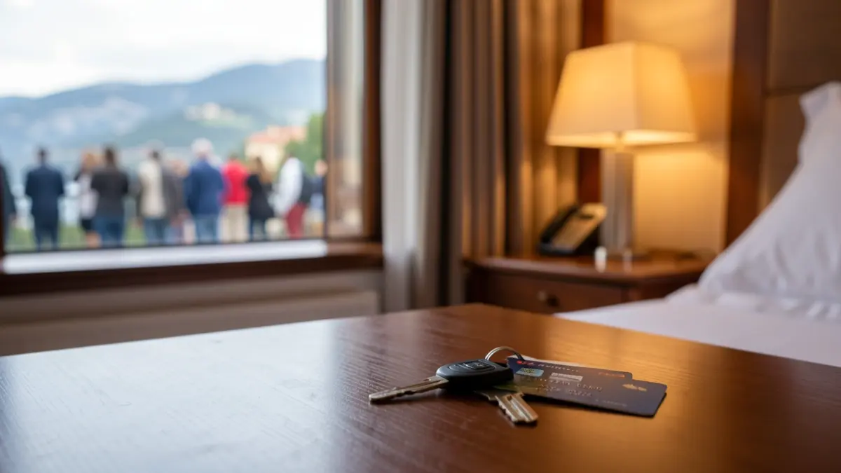 Generic image of a hotel room with a sea view.