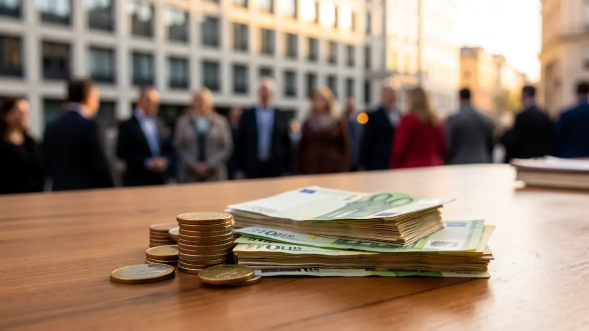 Imagen genérica de monedas y billetes de euros sobre un escritorio.