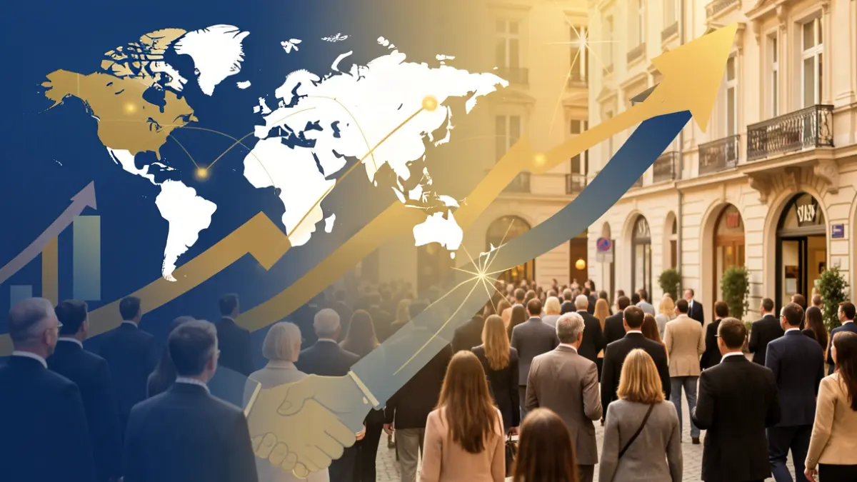 Imagen genérica de apoyo a la internacionalización empresarial con elementos gráficos abstractos.