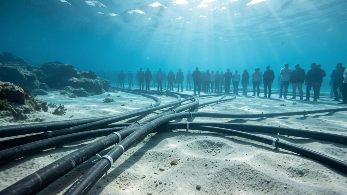 Imagen de cables eléctricos submarinos bajo el Estrecho de Gibraltar.