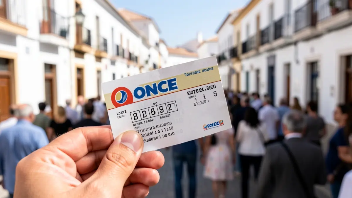 Imagen genérica de una mano sosteniendo un boleto de lotería de la ONCE.