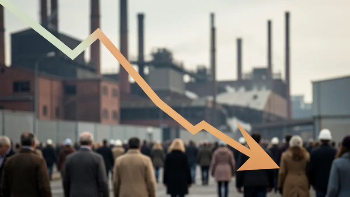 Imagen genérica de un gráfico descendente sobre un fondo industrial.