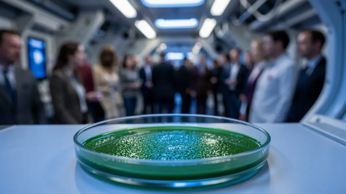 Generic image of spirulina cultivation in a space laboratory.