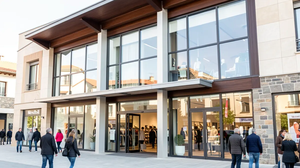Generic image: Facade of a shopping center.