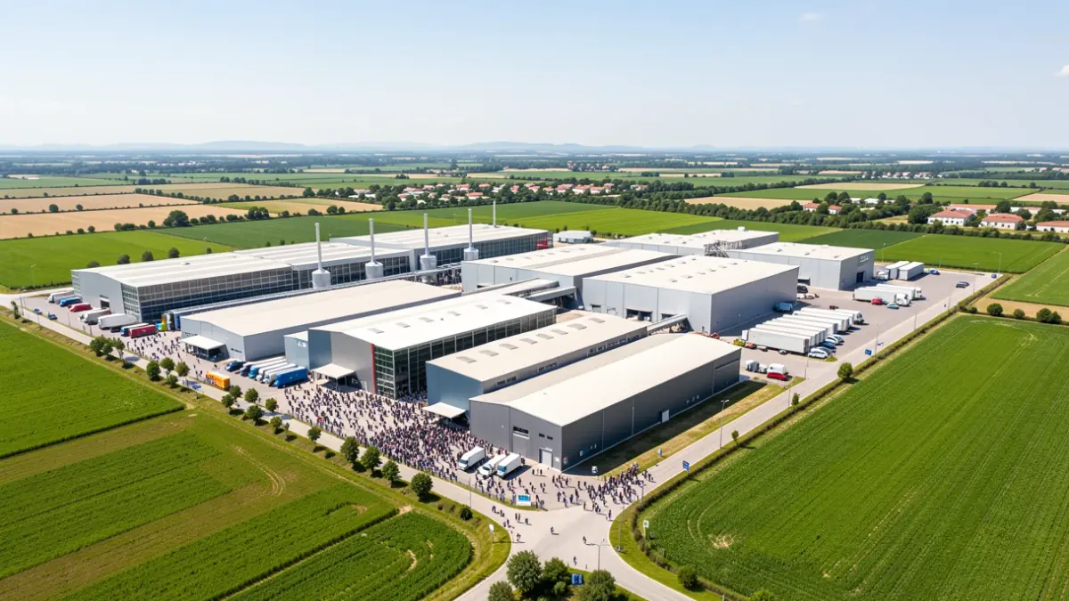 Generic image of a large agro-food cluster with industrial buildings and logistics infrastructure.