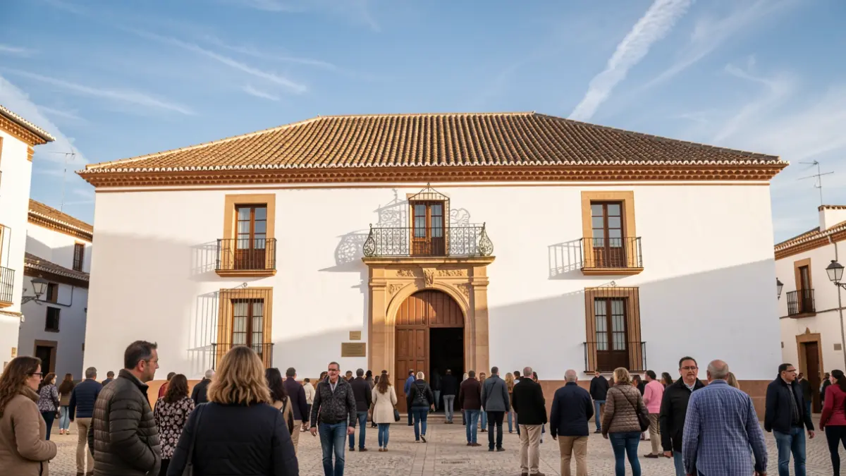 Fachada de un ayuntamiento andaluz con luz de tarde.