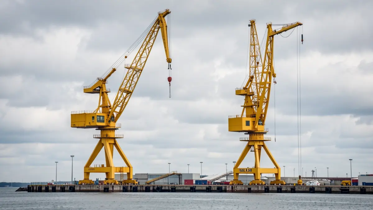 Las grúas Sansón y Goliat de Navantia en Belfast, conocidas por su capacidad para levantar grandes piezas.