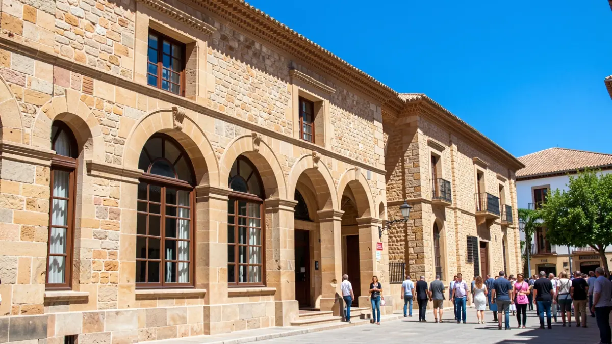 Facade of a public building with Andalusian architecture.