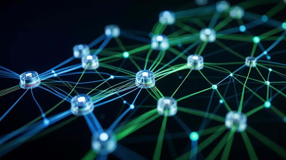 Imaxe xenérica de visualización abstracta de tecnoloxías cuánticas e intelixencia artificial.